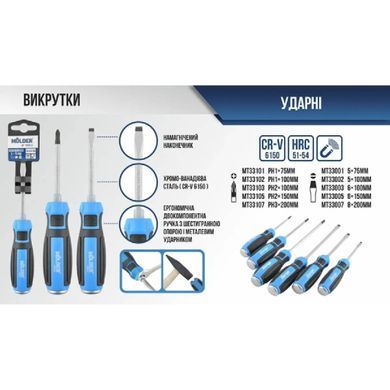 Купити Викрутка шліцева Molder SL5x75 мм намагнічений наконечник двокомпонентна ручка MT32004 84695 Викрутки - набори викруток