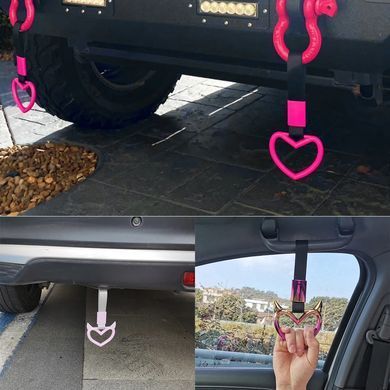 Купить Цурикава сердечко розовое с белым ремешком (японський поручень JDM) 95460 Трендовый товар