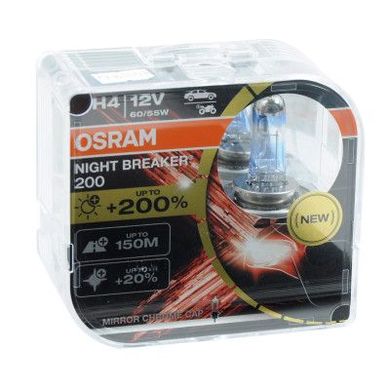 Купити Автолампа галогенна Osram Night Breaker Laser +200% 12V H4 60/55W 2 шт Оригінал (64193 NВ200-ВОХ) 55729 Галогенові лампи Osram