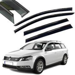 Купити Дефлектори вікон вітровики Benke для Volkswagen Passat B6 / B7 Variant 2005- (Чорний Молдинг Нержавіюча сталь 3D) 66252 Дефлектори вікон Volkswagen