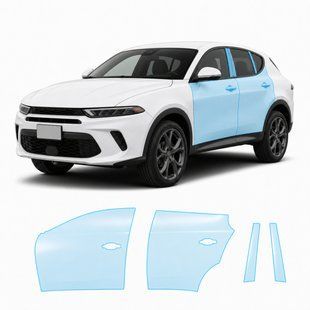 Купить Антигравийная защитная бронепленка по лекалам для Dodge Hornet I 2023- зоны дверей и стойки окон 104113 Модельные лекала защитных пленок для Dodge