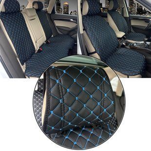 Buy Seat covers Melanо EcoLeather Set Black-Blue thread (Rhombus) 86884 Premium Seat Covers (Alcantara)