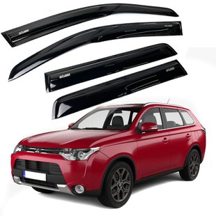 Купить Дефлекторы окон ветровики Acrylic для Mitsubishi Outlander 2012-2020 Гибкие 44602 Дефлекторы окон Mitsubishi