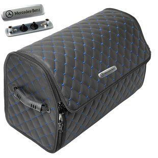 Buy Organizer travel bag for the trunk of Mercedes-Benz Premium (Plastic base) Eco-leather Black-Blue thread 62660 Travel bag organizer