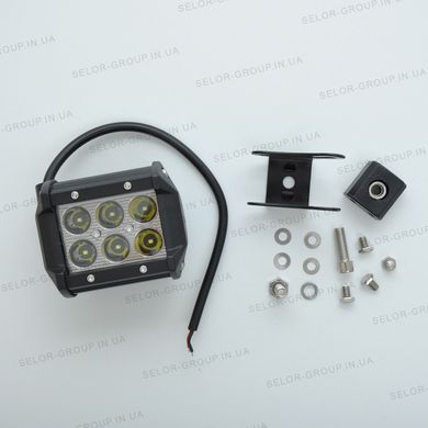 Купити Додаткова LED фара 18W (3W*6) 10-30V 95x75x60 mm Дальній відбивач Чорний 8483 Додаткові LЕD фари