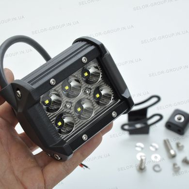 Купити Додаткова LED фара 18W (3W*6) 10-30V 95x75x60 mm Дальній відбивач Чорний 8483 Додаткові LЕD фари