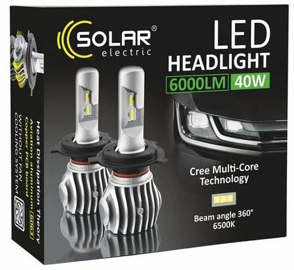 Купити LED лампи автомобільні Solar H11 12/24V 40W 6500K 6000Lm IP65 радіатор та кулер (CANBUS з обманкою) 2 шт (8611) 57542 LED Лампи Solar