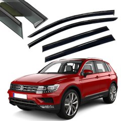 Купить Дефлекторы окон ветровики Benke для Volkswagen Tiguan Allspace 2017- (Черный Молдинг Нержавейка 3D) 66253 Дефлекторы окон Volkswagen