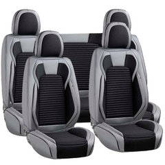 Купить Чехлы Накидки для сидений Voin 5D Комплект Полоска Черно-Серые Серый кант (V-8803 Gy/Bk) 67116 Накидки для сидений Premium (Алькантара)