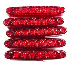 Купить Габарит LED прямоугольный 100х10 мм 12/24V 6 диодов Линза Красный 5 шт (МРТ 23) 8588 Габаритные огни