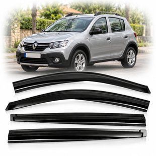 Купити Дефлектори вікон вітровики Renault Sandero/Stepway 2008-2020 хетчбек SunPlex SPS-S-36/1014 на скотчі, 4 шт. 112148 Дефлектори вікон Renault