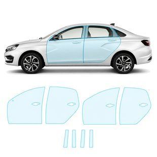 Купить Антигравийная защитная бронепленка по лекалам для LADA Vesta NG facelift 2022- зоны дверей и стойки окон 105913 Модельные лекала защитных пленок для LADA