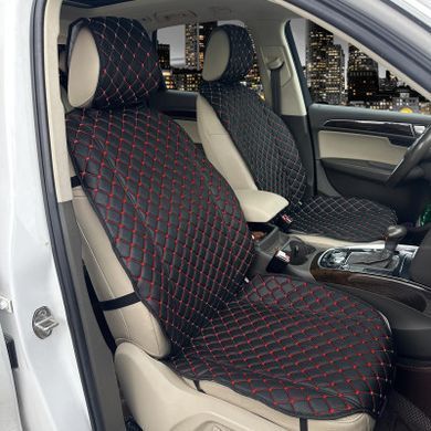 Buy Seat covers Melanо EcoLeather Set Black-Red thread (Rhombus) 86885 Premium Seat Covers (Alcantara)