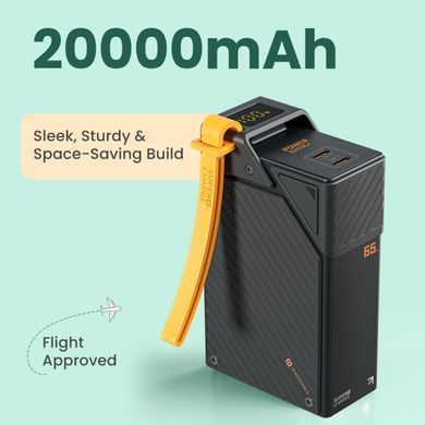 Купити Power Bank Портативний Акумулятор FULLTECH 20000 mAh SFC65W Для Ноутбука Чорний (FP-43) 100433 Портативні зарядні пристрої Power Bank (Повербанк)