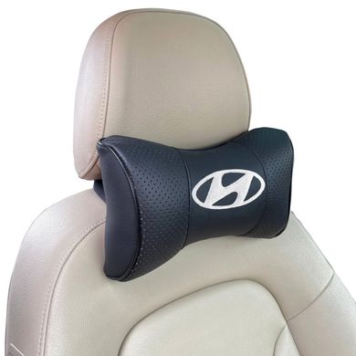 Купити Подушка на підголівник з логотипом Hyundai екокожа Чорна 1 шт 8287 Подушки на підголовник - під шию