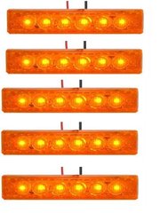 Купить Габарит LED прямоугольный Ceray 100х10 мм / 12/24V / 6 диодов Линза / Оранжевый 1 шт (K 314) 8589 Габаритные огни