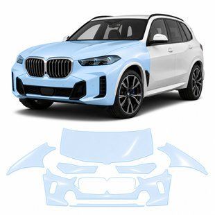Купить Антигравийная защитная бронепленка по лекалам для BMW X5 G05 facelift 2023- передняя часть авто (капот бампер фары крылья) 102450 Модельные лекала защитных пленок для Bmw