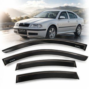 Купить Дефлекторы окон ветровики Skoda Octavia (A4) Tour Liftback 1997-2011 Скотч 3M Voron Glass 41050 Дефлекторы окон Skoda