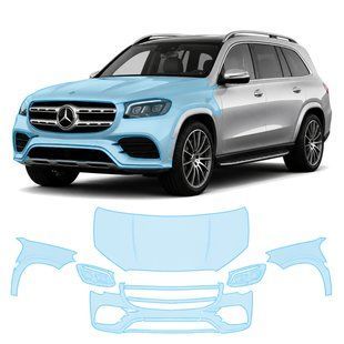 Buy Pre-cut paint protection film for Mercedes-Benz GLS X167 2019-2023 - front end 107084 Model-specific paint protection film patterns for Mercedes-Benz