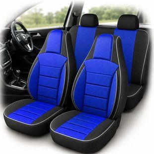 Buy Pilot seat covers for VAZ 2108-99-2115 Black leatherette Blue fabric 23563 PILOT covers