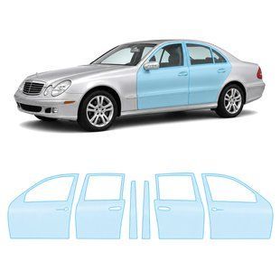 Купити Антигравійна захисна бронеплівка за лекалами для Mercedes-Benz E-Class W211 2002-2006 - зони дверей і стійки вікон 106753 Модельні лекала захисних плівок для Mercedes-Benz