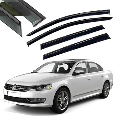 Купить Дефлекторы окон ветровики Benke для Volkswagen Passat B7 США 2014- (Черный Молдинг Нержавейка 3D) 66254 Дефлекторы окон Volkswagen