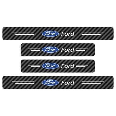 Купити Захисна плівка накладка на пороги для Ford Чорний Карбон 4 шт 42644 Захисна плівка для порогів та ручок