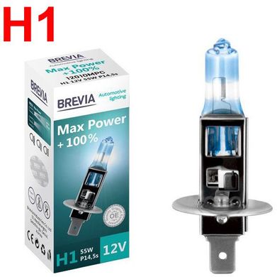 Купити Автолампа галогенна Brevia Max Power +100% H1 12V 55W 1 шт (12010MPC) 38199 Галогенові лампи Brevia