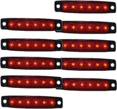 Купити Габарит LED прямокутний 100х10 мм / 24V / 6 діодів / Червоний 10 шт (201306) 8342 Габаритні вогні