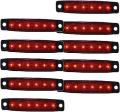 Купить Габарит LED прямоугольный 100х10 мм / 24V / 6 диодов / Красный 10 шт (201306) 8342 Габаритные  огни