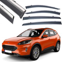 Купить Дефлекторы окон ветровики Benke для Ford Kuga / Escape 2020- Хром Молдинг Нержавейка 3D (BFDRJ2023-W/S) 62410 Дефлекторы окон Ford