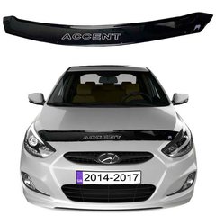 Купить Дефлектор капота мухобойка для Hyundai Accent Solaris 2014-2017 (Короткая) Voron Glass 67219 Дефлекторы капота Hyundai