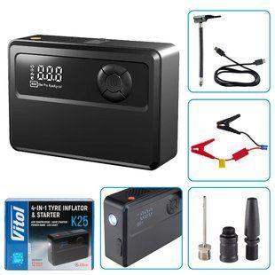 Купить Компрессор автомобильный Vitol 4в1 14.8V 22.2wh 6000mAh (K-25) 91547 ✅Электрические автомобильные компрессоры