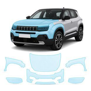 Купити Антигравійна захисна бронеплівка за лекалами для Jeep Avenger 2023- передня частина авто (капот бампер крила)) 105308 Модельні лекала захисних плівок для Jeep