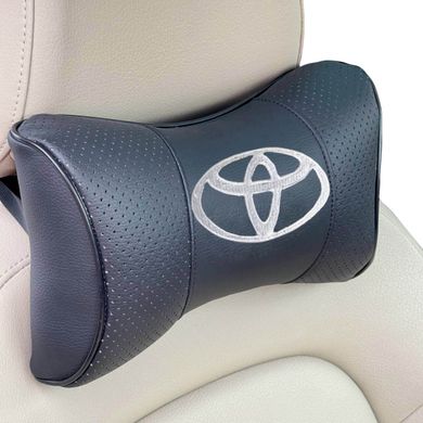 Купить Подушка на подголовник с логотипом Toyota экокожа Черная 1 шт 8289 Подушки на подголовник - под шею