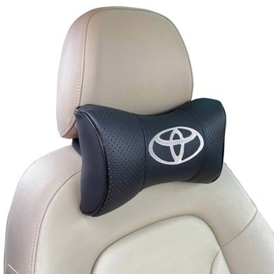 Купити Подушка на підголівник з логотипом Toyota екокожа Чорна 1 шт 8289 Подушки на підголовник - під шию