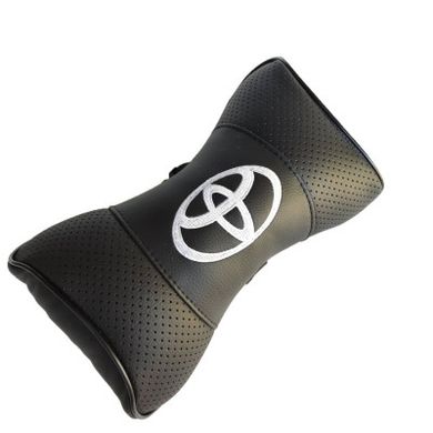 Купити Подушка на підголівник з логотипом Toyota екокожа Чорна 1 шт 8289 Подушки на підголовник - під шию