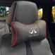Buy Headrest pillow with Infiniti logo Ekoshkira 3D Color logo Black-Red edging 1 piece 91705 Pillows for the headrest - under the neck