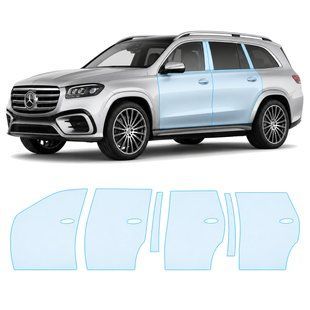 Buy Pre-cut paint protection film for Mercedes-Benz GLS X167 facelift 2023- doors and windows pillars 107089 Model-specific paint protection film patterns for Mercedes-Benz