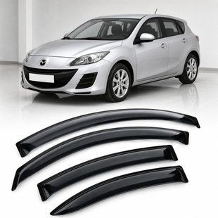 Купить Дефлекторы окон ветровики для Mazda 3 II Hb 2009 Скотч 3M (AMM21409) Acrylic 4 шт 110607 Дефлекторы окон Mazda