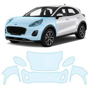 Купити Антигравійна захисна бронеплівка за лекалами для Ford Puma I 2019- передня частина авто (капот бампер крила)) 104516 Модельні лекала захисних плівок для Ford