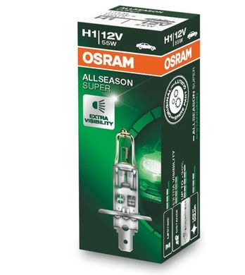 Купити Автолампа галогенна Osram AllSeason Super H1 55W 12V 1 шт (64150ALS) 38341 Галогенові лампи Osram