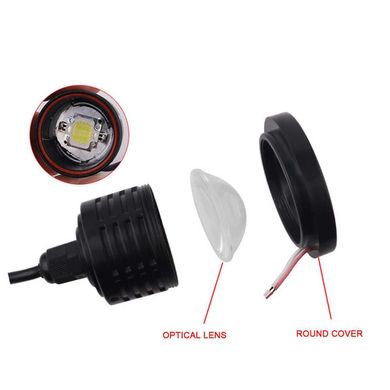 Купити Протитуманні LED Фари круглі / Лінза з ДХО / D89мм / 12V / 15W / 5000K-COB 2 шт 8748 Протитуманні фари LED з лінзою і світло-тіньової кордоном