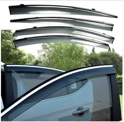 Купити Дефлектори вікон вітровики Benke для Ford Focus III 2011-2018 Седан-Хечбек Хром Молдинг Нержавіюча сталь 3D (BFDFC1223-W/S) 62411 Дефлектори вікон Ford