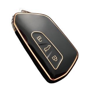 Buy Volkswagen Golf 8 (2020-2021) Black TPU Key Case with Gold Trim 95616 Car Key Covers (Original)