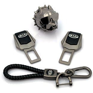 Buy Car set In style #14 for Kia from seat belt plugs and a keychain with a logo / Pitbull air freshener 39631 Gift sets for motorists