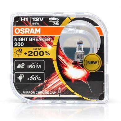 Buy Halogen bulbs Osram Night Breaker 200 H1 12 V 55 W set 2 pcs (64150NB200-HCB) 112273 Osram Halogen Lamps