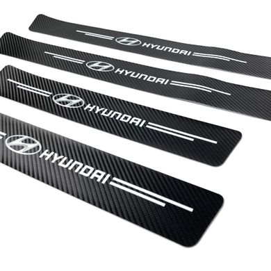 Купити Захисна плівка накладка на пороги для Hyundai Чорний Карбон 4 шт 57601 Захисна плівка для порогів та ручок