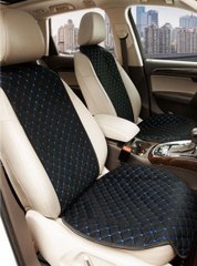 Купити Накидки для передніх сидінь Алькантара Чорні - синя нитка 2 шт 33563 Накидки для сидінь Premium (Алькантара)
