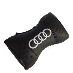 Купить Подушка на подголовник с логотипом Audi экокожа Черная 1 шт 8327 Подушки на подголовник - под шею